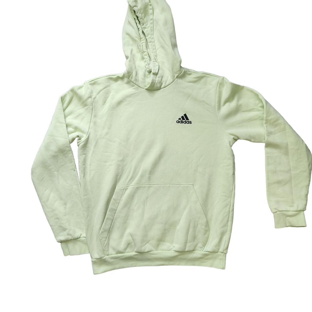 Adidas neon green classic pullover hoodie medium